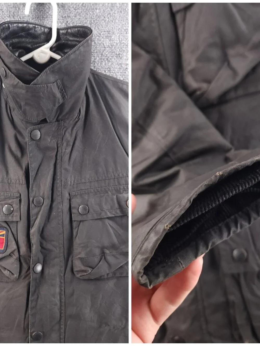 Barbour SURTEES International Medium Gray Insulated Winter Wax Jacket Men Biker